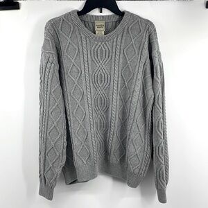 Vintage y2k Scandia Woods Gray Cable Knit Heritage Crewneck Sweater Size XL